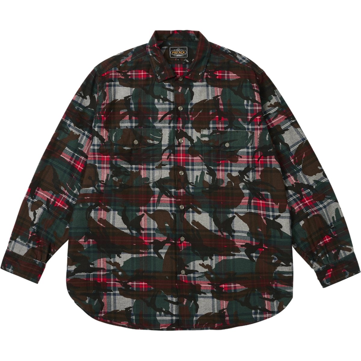 PALACE BEAMS PLUS WORK SHIRT GREY TARTAN CAMO