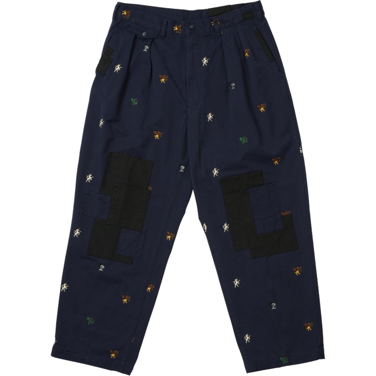 PALACE BEAMS PLUS PLEATED TROUSERS TWILL NAVY