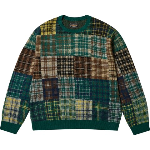 Palace PALACE BEAMS PLUS CREW KNIT PATCHWORK JACQUARD GREEN - $298.00