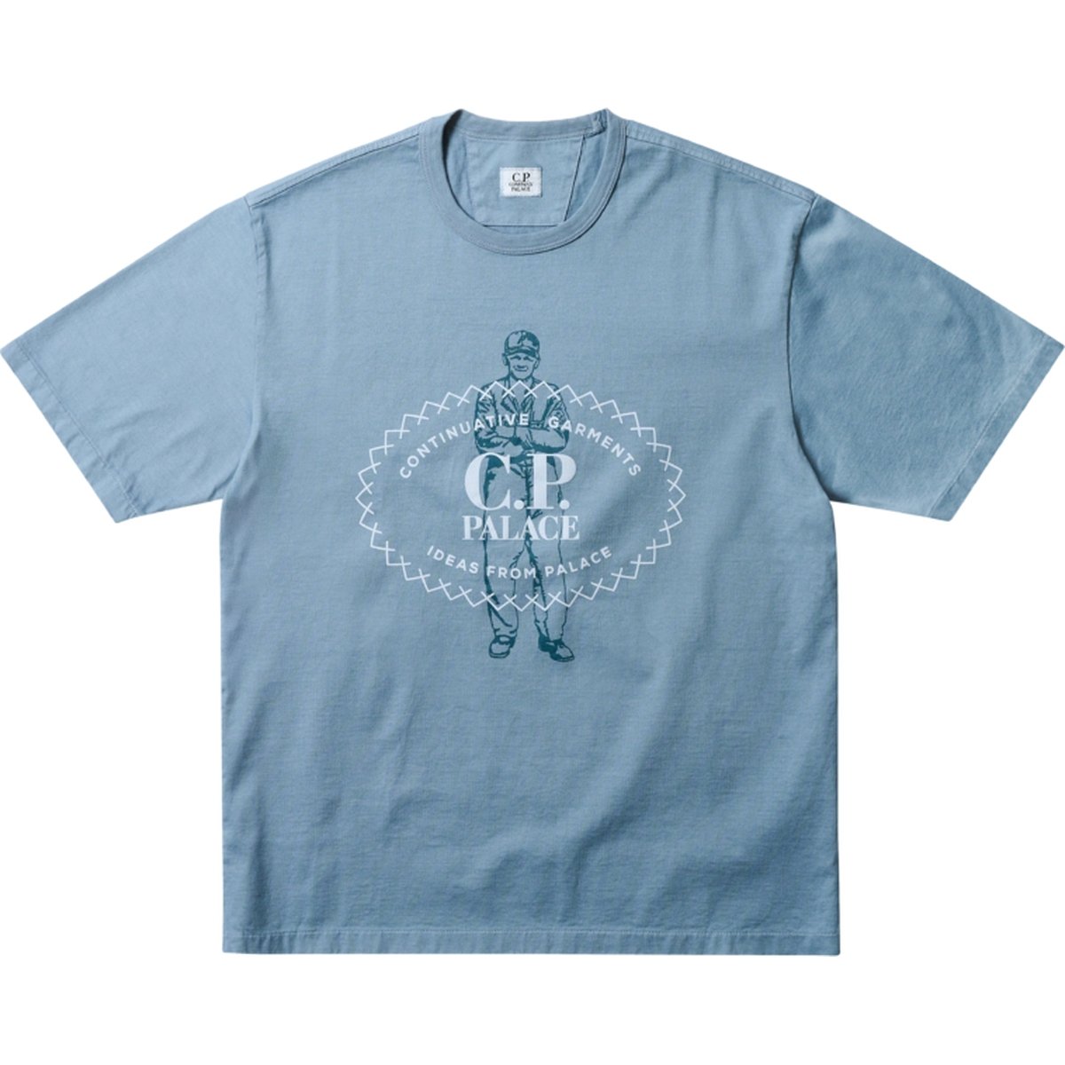 PALACE C.P. COMPANY MERCERIZED JERSEY 30/2 TWISTED T-SHIRT BLUE