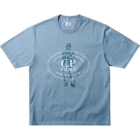 PALACE C.P. COMPANY MERCERIZED JERSEY 30/2 TWISTED T-SHIRT BLUE