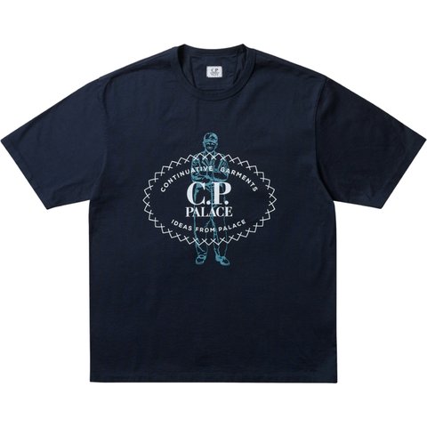 PALACE C.P. COMPANY MERCERIZED JERSEY 30/2 TWISTED T-SHIRT NAVY