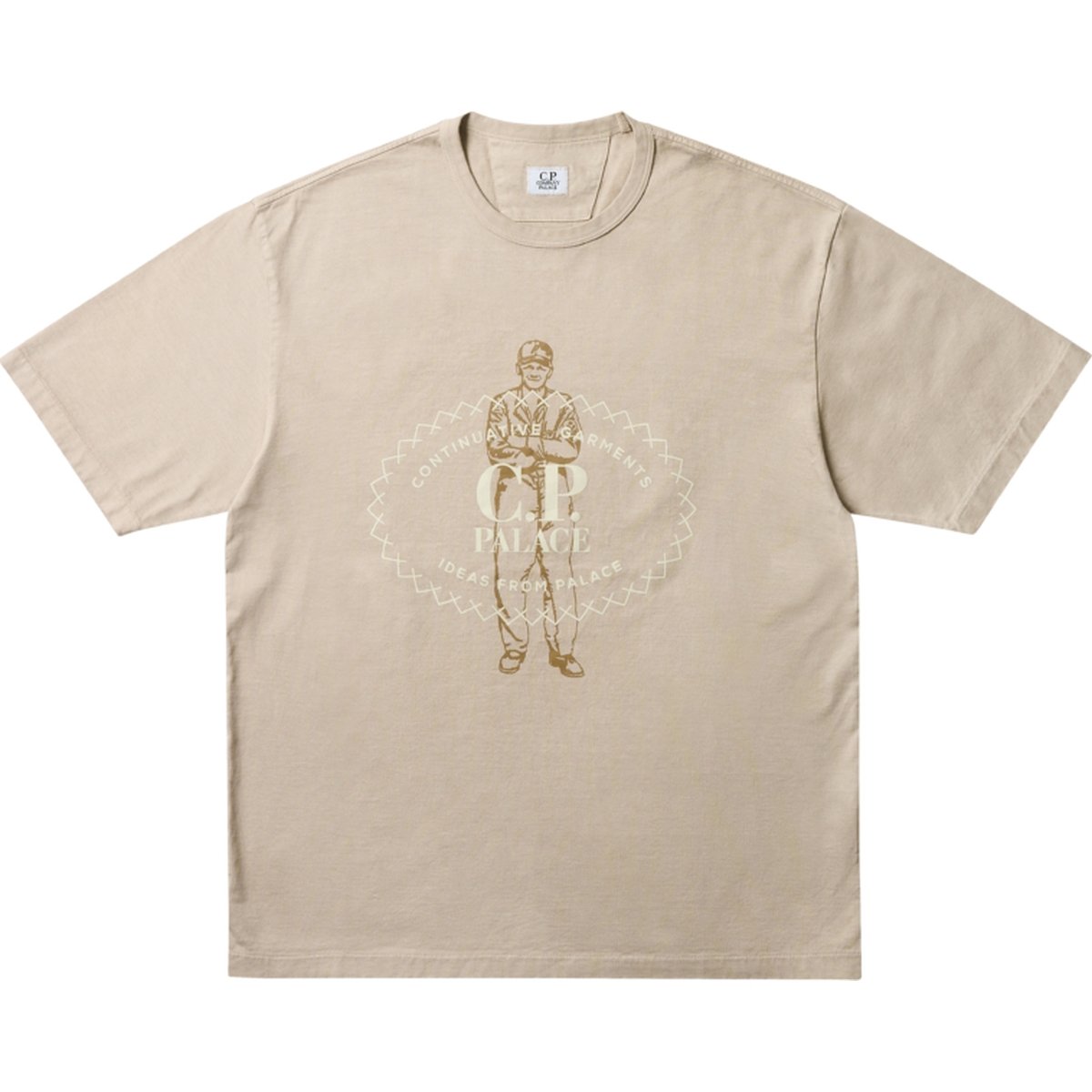 PALACE C.P. COMPANY MERCERIZED JERSEY 30/2 TWISTED T-SHIRT STONE