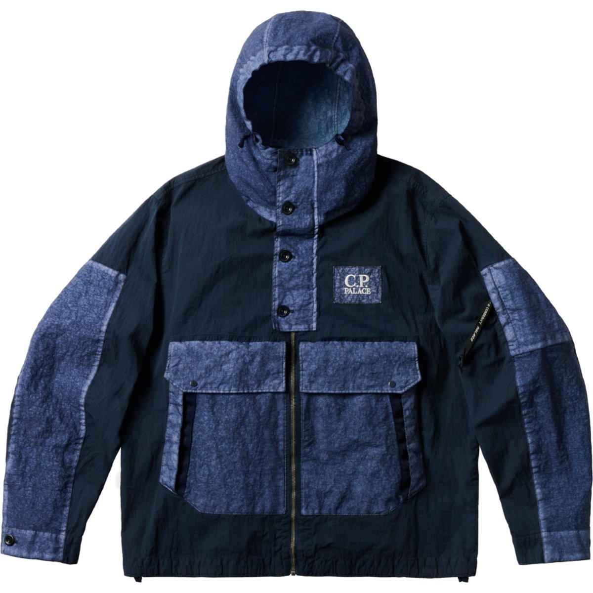 PALACE C.P. COMPANY 50 FILI HEAVY MIXED HOODED JACKET NAVY