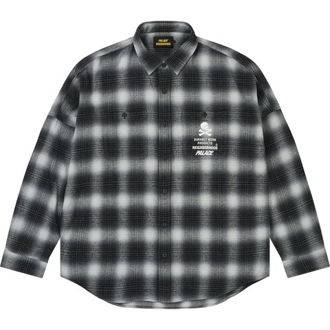 PALACE NEIGHBORHOOD SHIRT GREY OMBRE PLAID