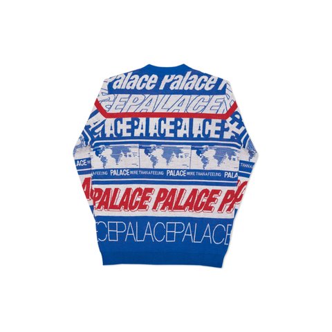Palace MULTI FONT KNIT BLUE / WHITE / RED - Colorway