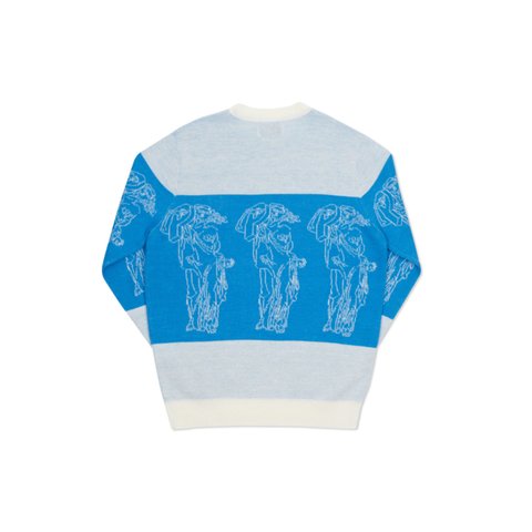 P STATUE KNIT WHITE / BLUE