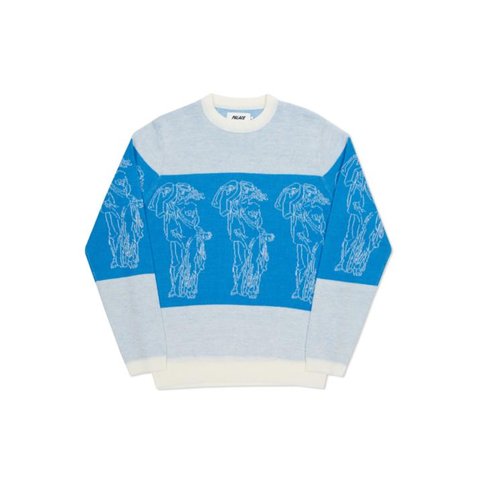 P STATUE KNIT WHITE / BLUE