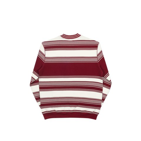 Palace PIQUE YOUR NOSE CREW WHITE / BURGUNDY - Colorway