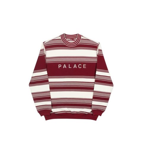 Palace PIQUE YOUR NOSE CREW WHITE / BURGUNDY