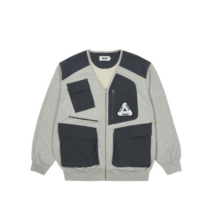 UTILITY ZIP FRONT PANEL SWEAT GREY MARL / NAVY