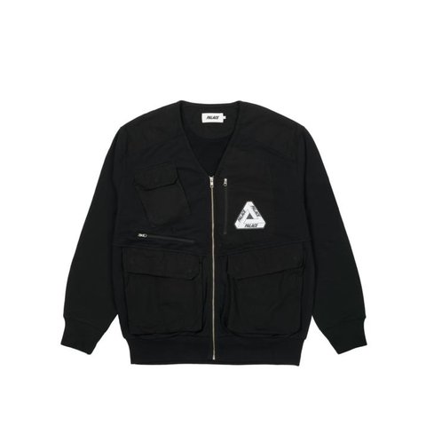 Palace UTILITY ZIP FRONT PANEL SWEAT BLACK