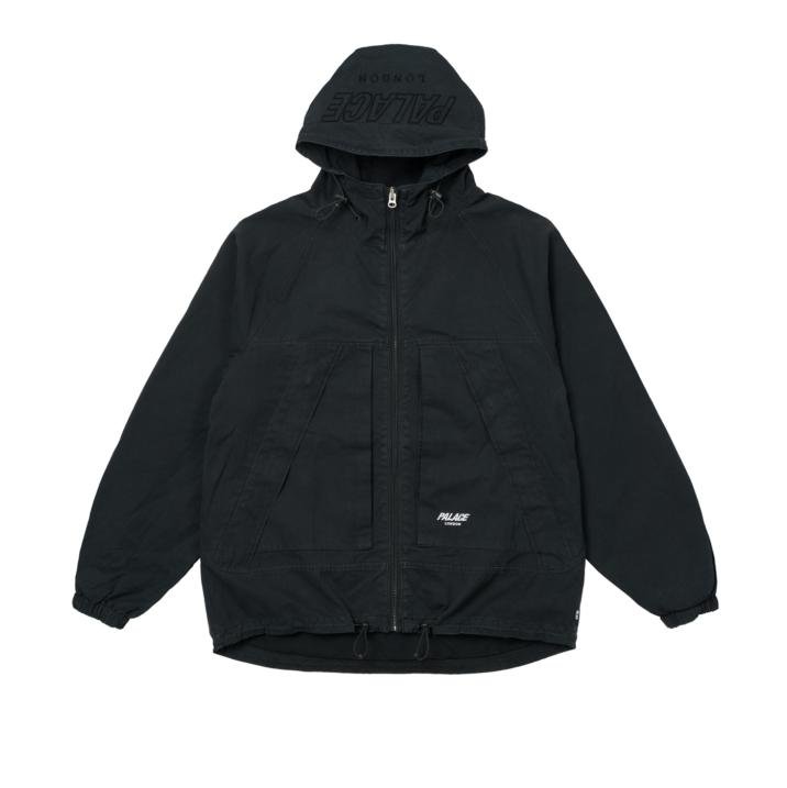 WASHED COTTON HOODED JACKET BLACK