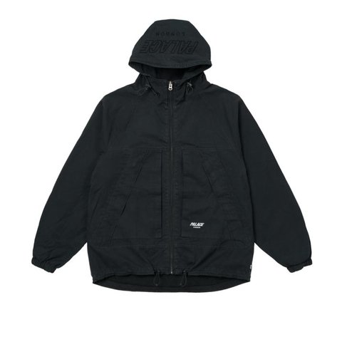 WASHED COTTON HOODED JACKET BLACK