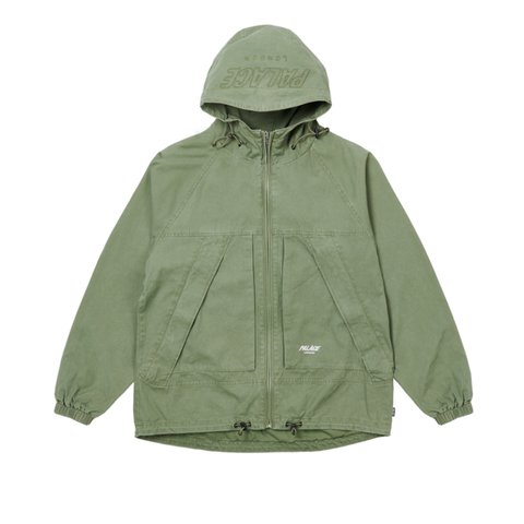 Palace WASHED COTTON HOODED JACKET OLIVE - Colorway