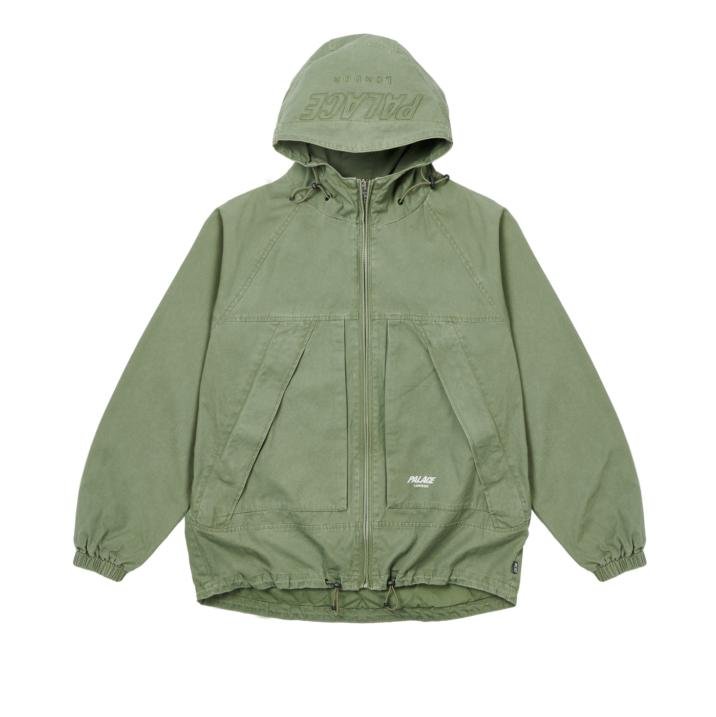WASHED COTTON HOODED JACKET OLIVE