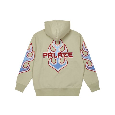 Palace FLAME ZIP HOOD BONE WHITE - Colorway