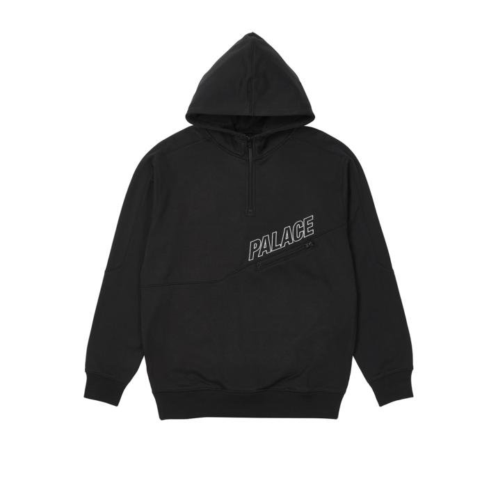 SLANT 1/4 ZIP HOOD BLACK