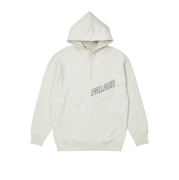SLANT 1/4 ZIP HOOD LIGHT GREY MARL