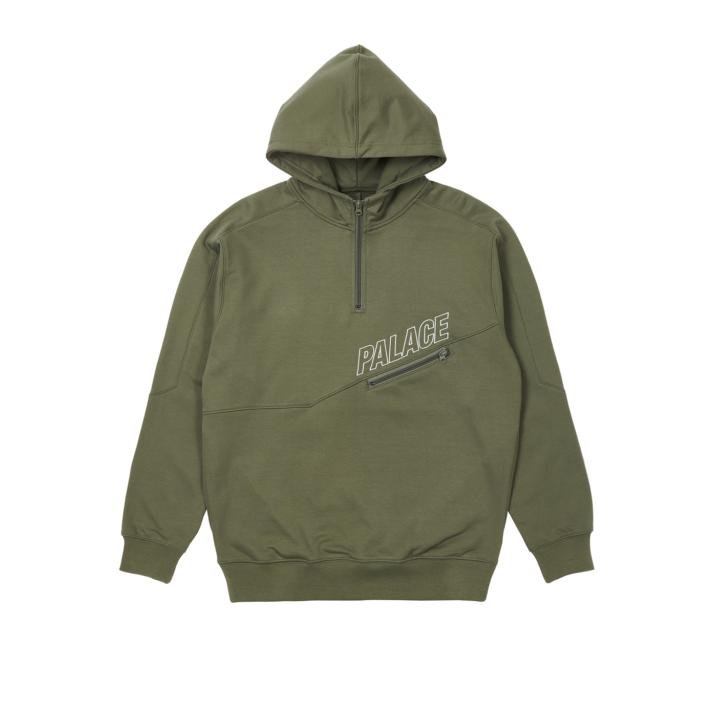 SLANT 1/4 ZIP HOOD GREEN
