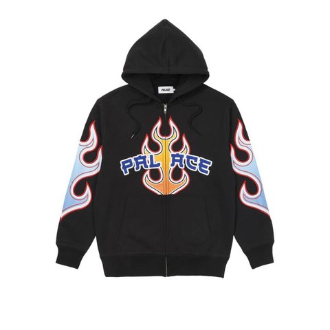FLAME ZIP HOOD BLACK