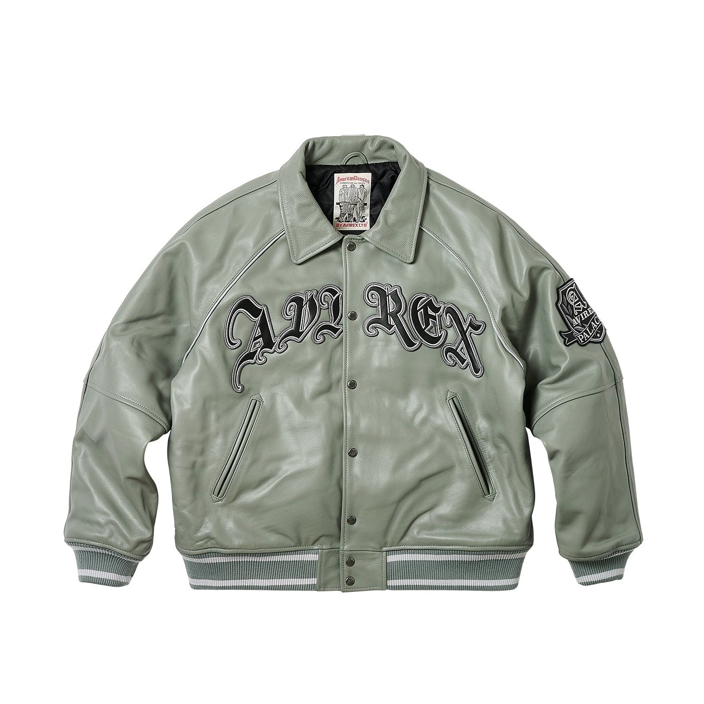 PALACE AVIREX LEATHER JACKET GREY