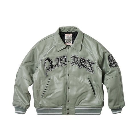 PALACE AVIREX LEATHER JACKET GREY