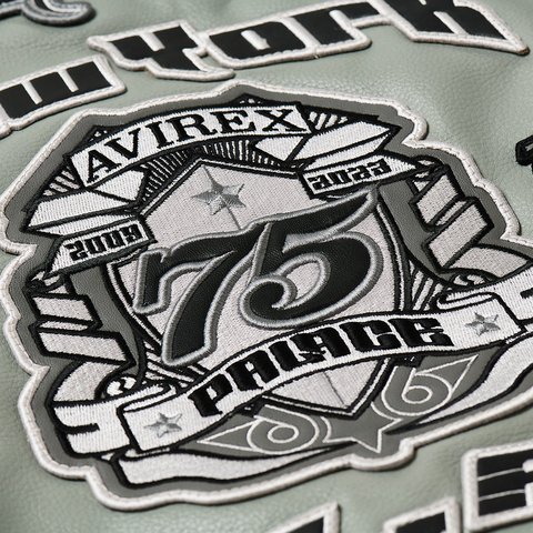 Palace PALACE AVIREX LEATHER JACKET GREY - Colorway