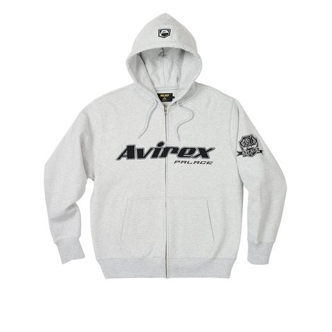 PALACE AVIREX ZIP HOOD GREY MARL