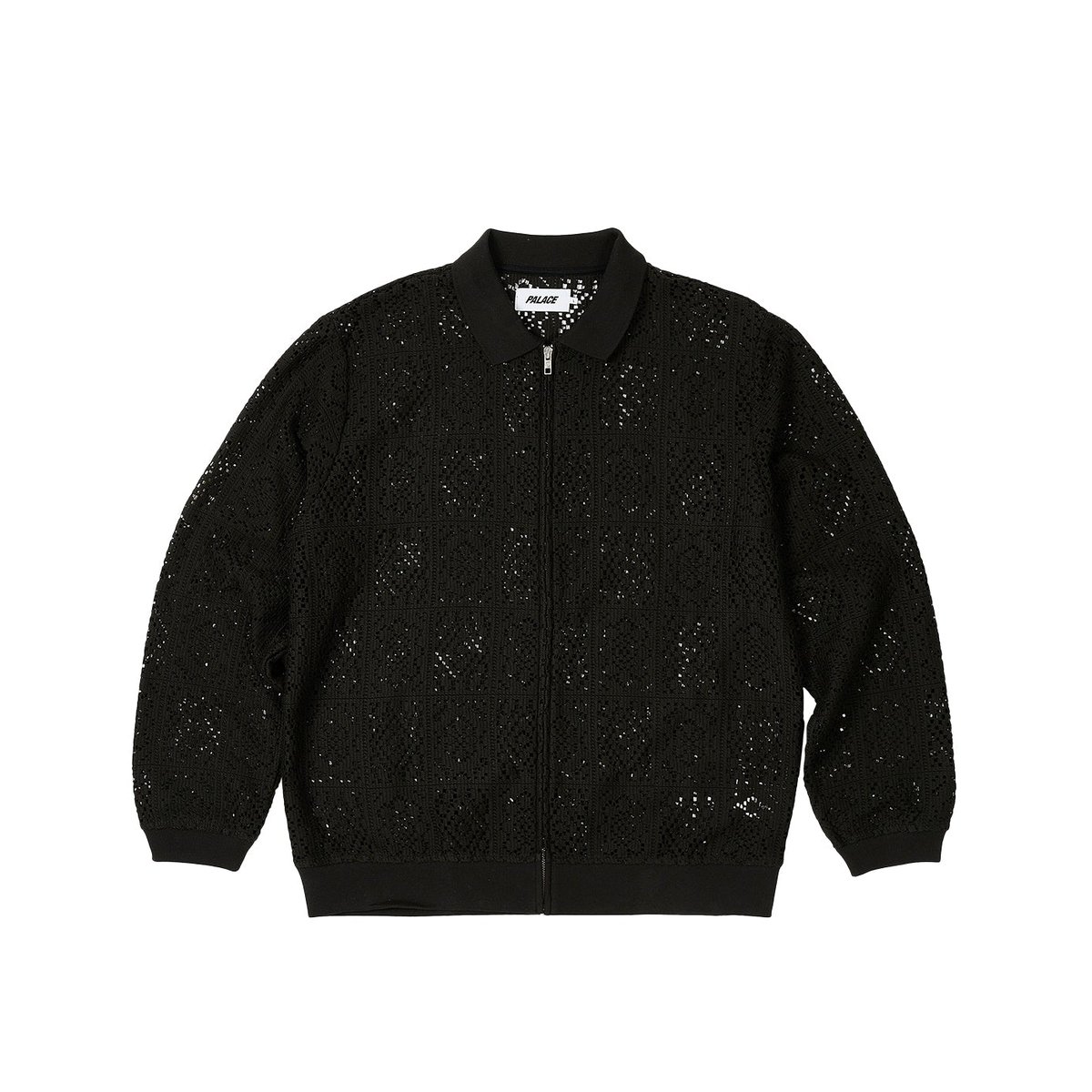 Palace CROCHET ZIP LONGSLEEVE POLO BLACK (Autumn 2023) - €168.00