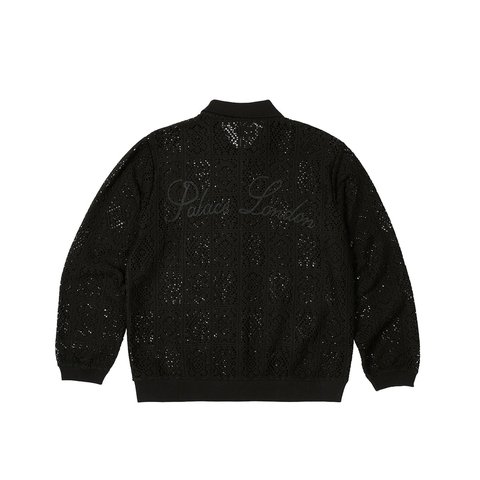 Palace CROCHET ZIP LONGSLEEVE POLO BLACK - Colorway