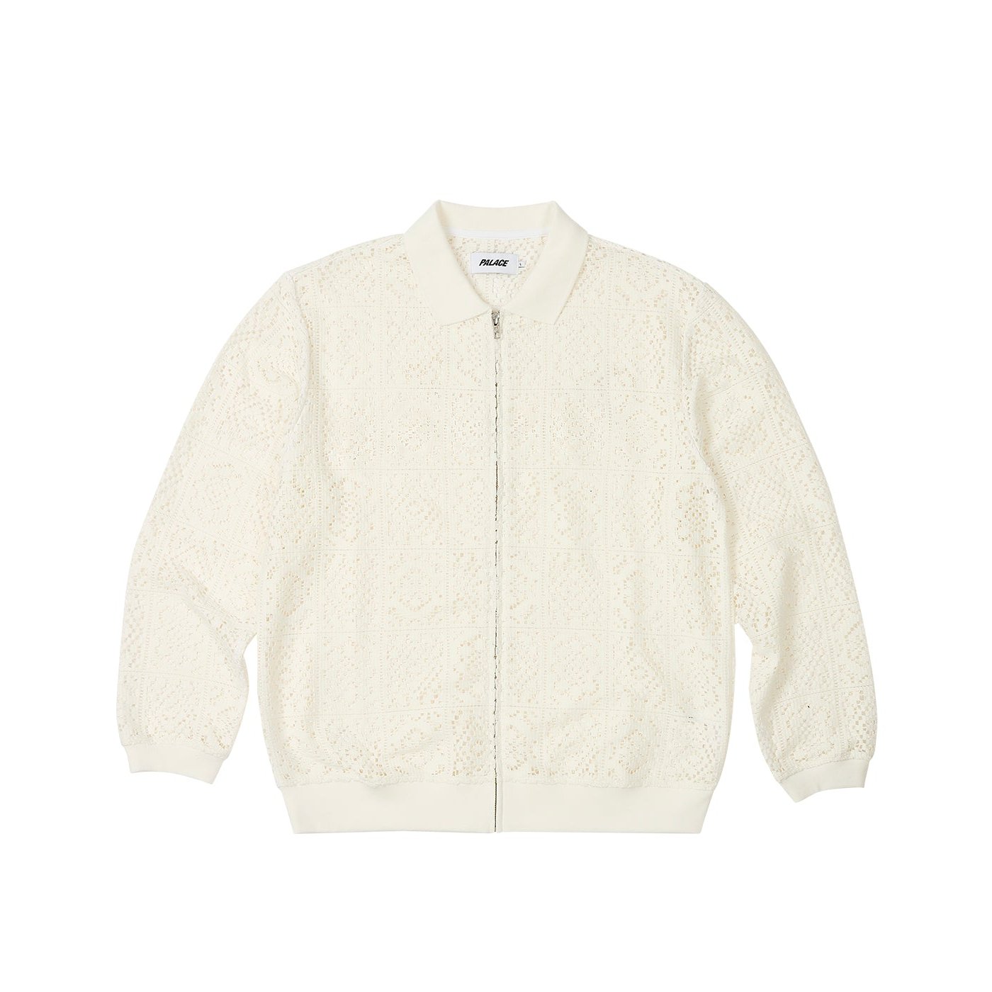 CROCHET ZIP LONGSLEEVE POLO WHITE