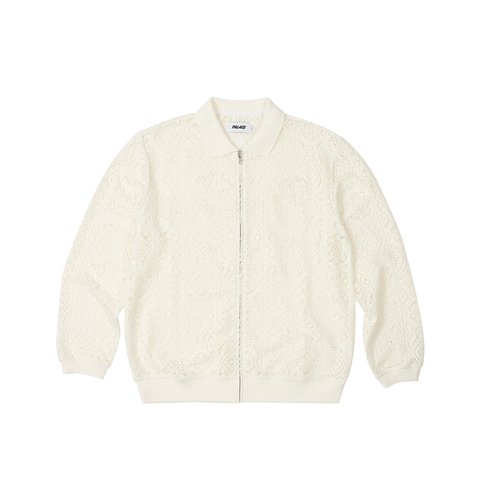 Palace CROCHET ZIP LONGSLEEVE POLO WHITE - €168.00