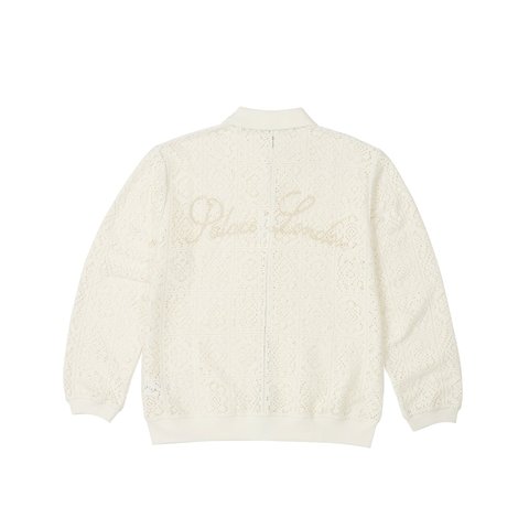 Palace CROCHET ZIP LONGSLEEVE POLO WHITE - Colorway