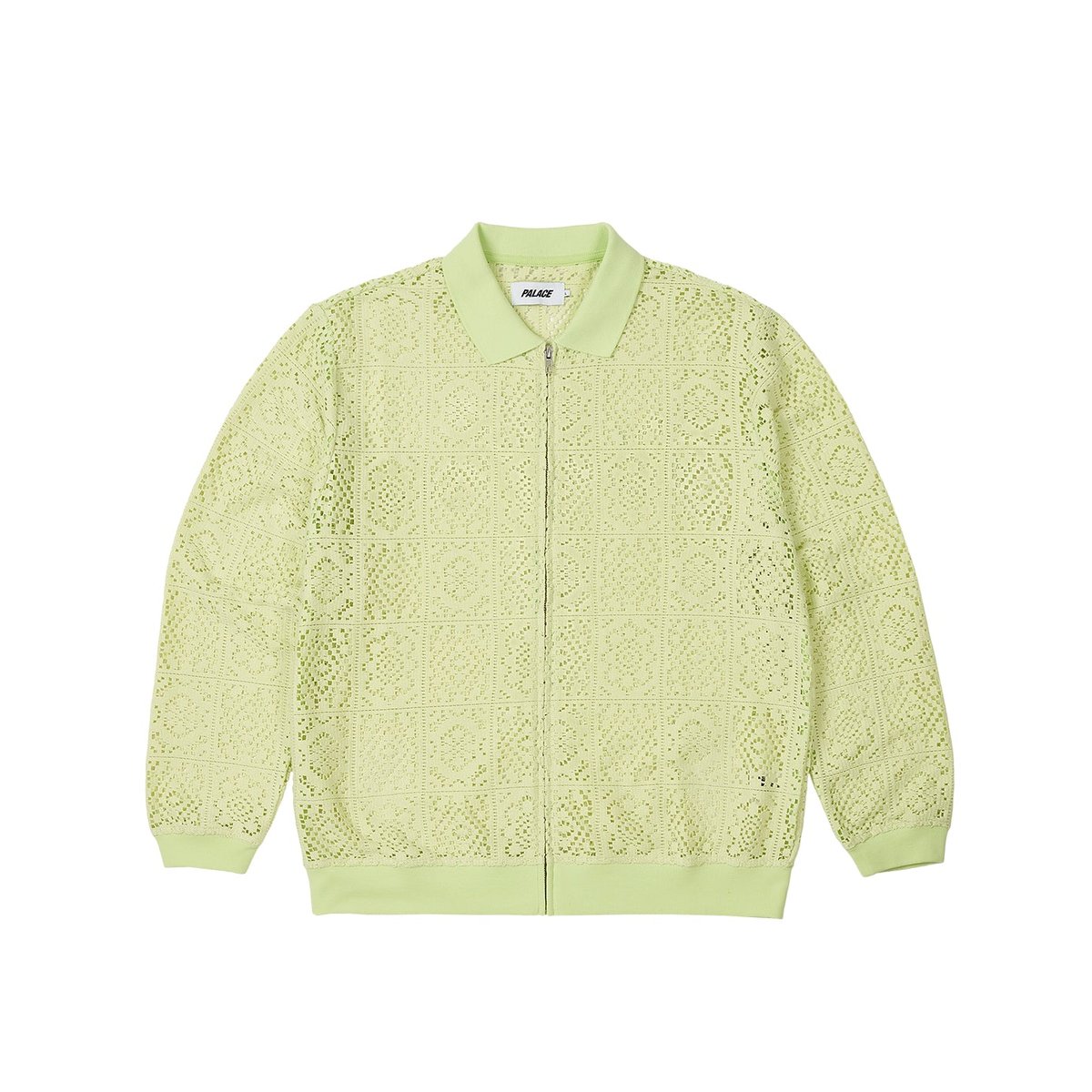 Palace CROCHET ZIP LONGSLEEVE POLO LIME (Autumn 2023) - €168.00