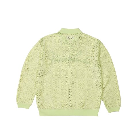 Palace CROCHET ZIP LONGSLEEVE POLO LIME - Colorway