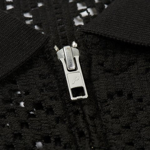 Palace CROCHET ZIP LONGSLEEVE POLO BLACK - Colorway