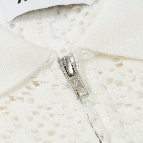 Palace CROCHET ZIP LONGSLEEVE POLO WHITE - Colorway