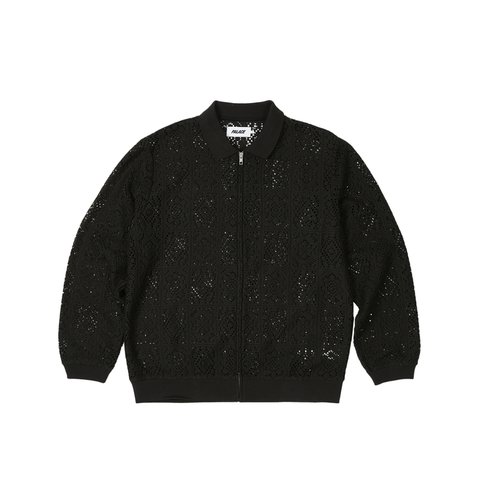 Palace CROCHET ZIP LONGSLEEVE POLO BLACK - Colorway