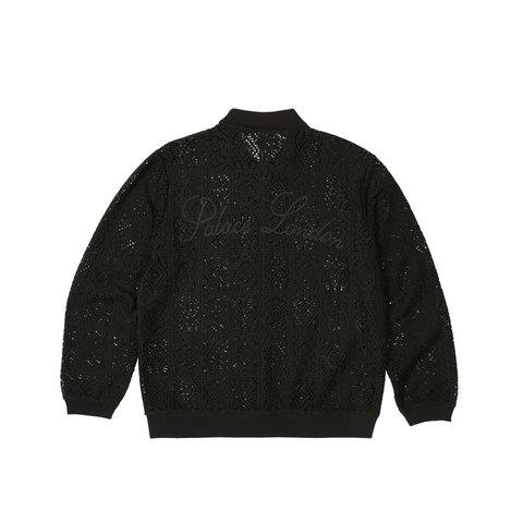 Palace CROCHET ZIP LONGSLEEVE POLO BLACK - Colorway