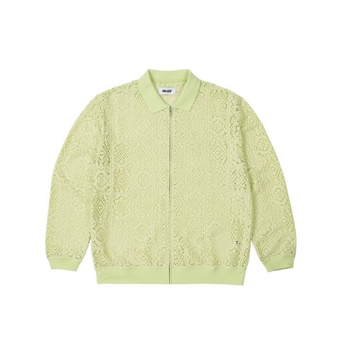 Palace CROCHET ZIP LONGSLEEVE POLO LIME - Colorway