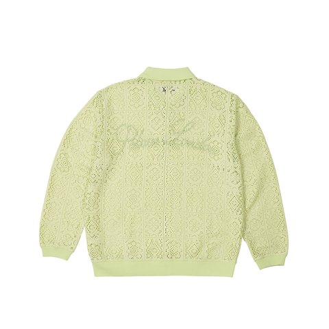 Palace CROCHET ZIP LONGSLEEVE POLO LIME - Colorway