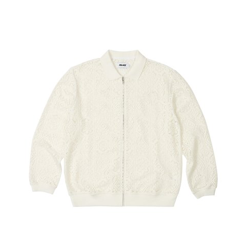 Palace CROCHET ZIP LONGSLEEVE POLO WHITE - Colorway