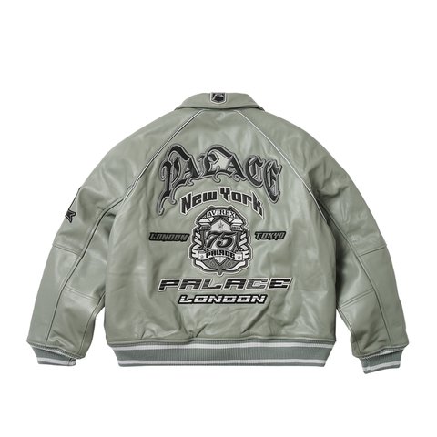 Palace PALACE AVIREX LEATHER JACKET GREY - Colorway