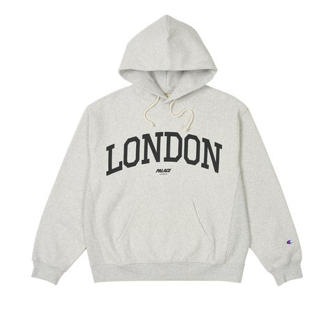 PALACE CHAMPION SHOP HOOD LONDON GREY MARL