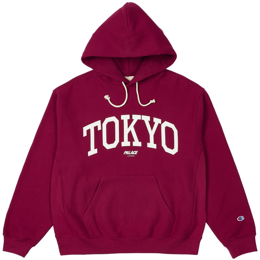 PALACE CHAMPION SHOP HOOD TOKYO BURGUNDY