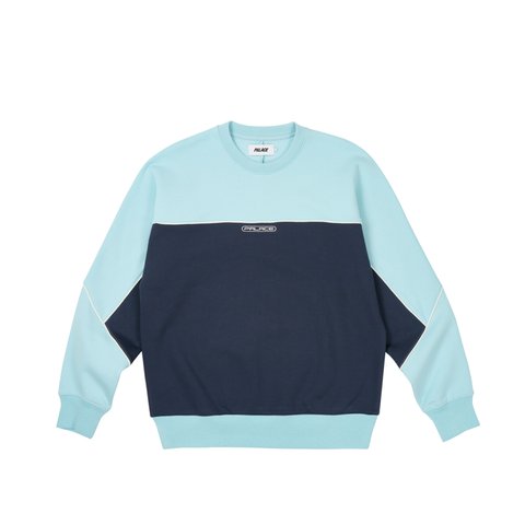 Palace PIPED CREW CRYSTALISED BLUE - Colorway