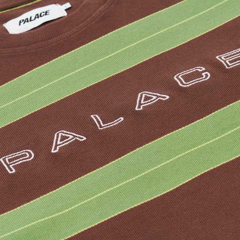 Palace RELAX STRIPE CREW CAKED BROWN - Colorway