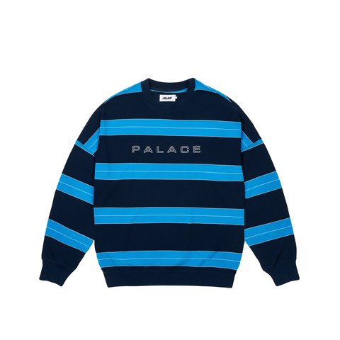 Palace RELAX STRIPE CREW NAVY - $148.00