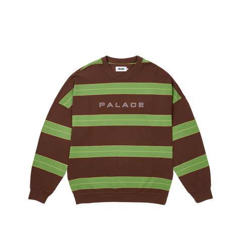 Palace RELAX STRIPE CREW CAKED BROWN - $148.00
